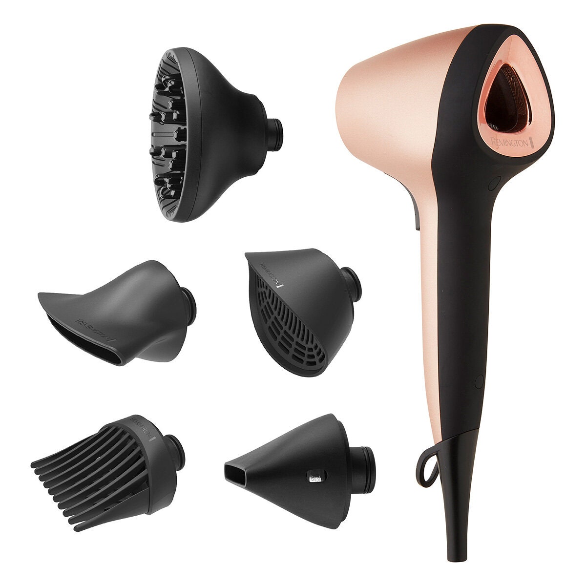 Remington Air3D Plus Hair Dryer - 1800W Motor - Smooth Conditioning - Rose Gold and Black - D7779AU