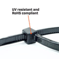 Crescent 100 x 2.5mm Black Cable Ties 500 Pack Nylon UV Resistant