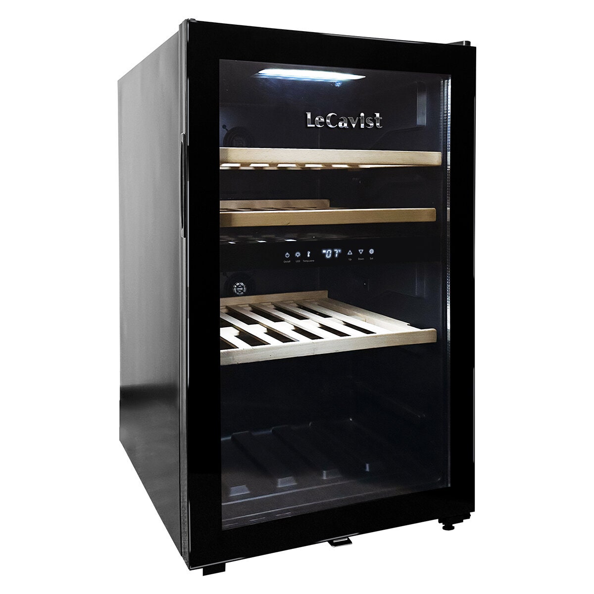 LeCavist 118L Dual Zone 56 Bottle Wine Fridge - Black, Frost Free, Double Glazed Door - LKS56VN2Z
