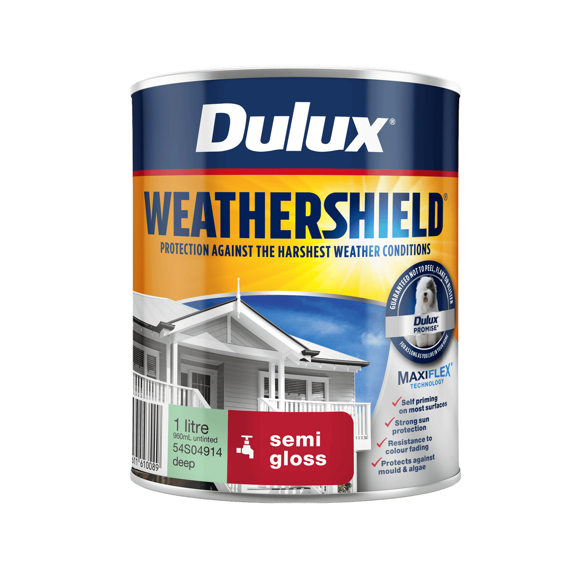 Dulux Weathershield 1L Deep Base Semi Gloss Exterior Paint