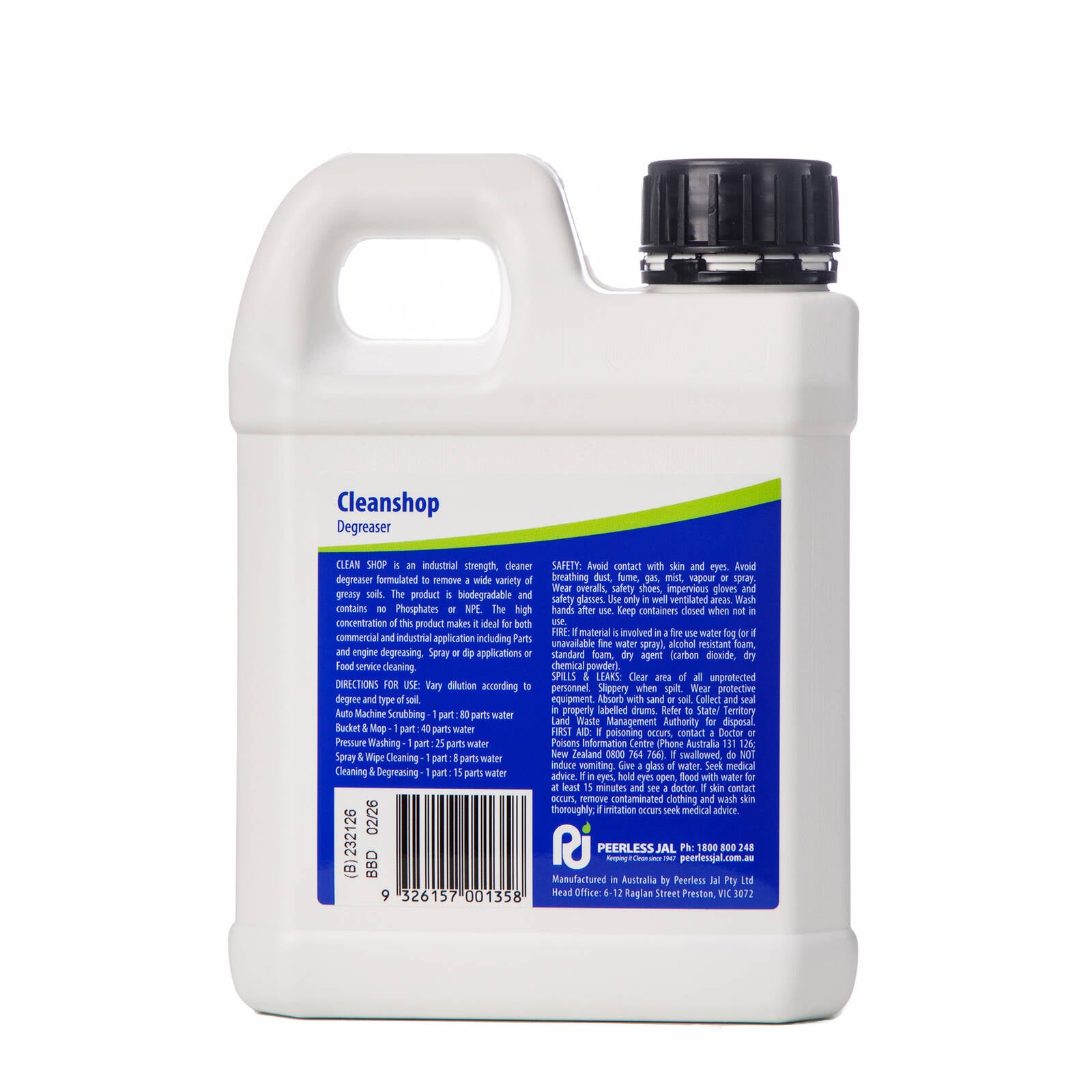 Peerless JAL Cleanshop Heavy Duty Cleaner Degreaser, 1L