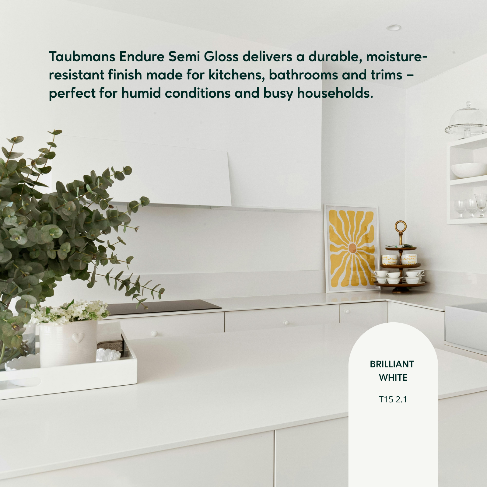 Taubmans Endure 2L White Semi Gloss Interior Wall Paint Stain Resistant