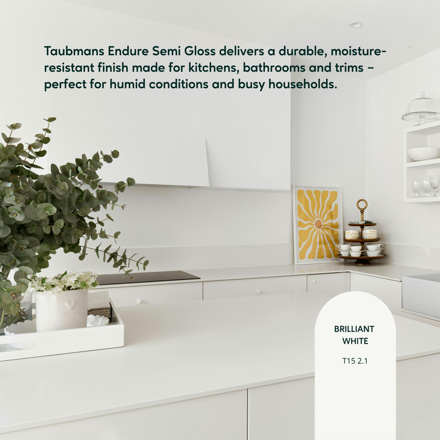 Taubmans Endure 2L White Semi Gloss Interior Wall Paint Stain Resistant