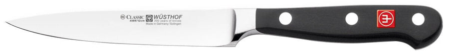Wusthof 12cm Classic Utility Knife - Black Handle - Single Knife - Made in Germany - 4066-7-12W