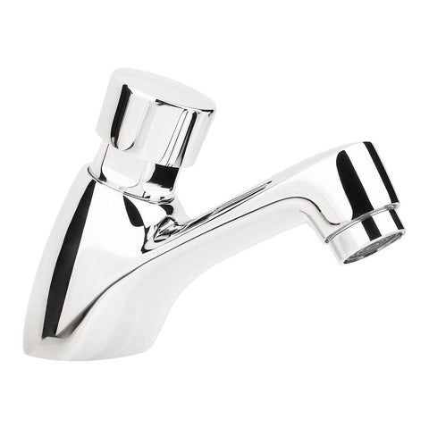 Shaw Mason Chrome Timed Push Button Basin Pillar Tap - 7 Sec Flow - 165mm x 155mm - SuperSaverAU - view 5