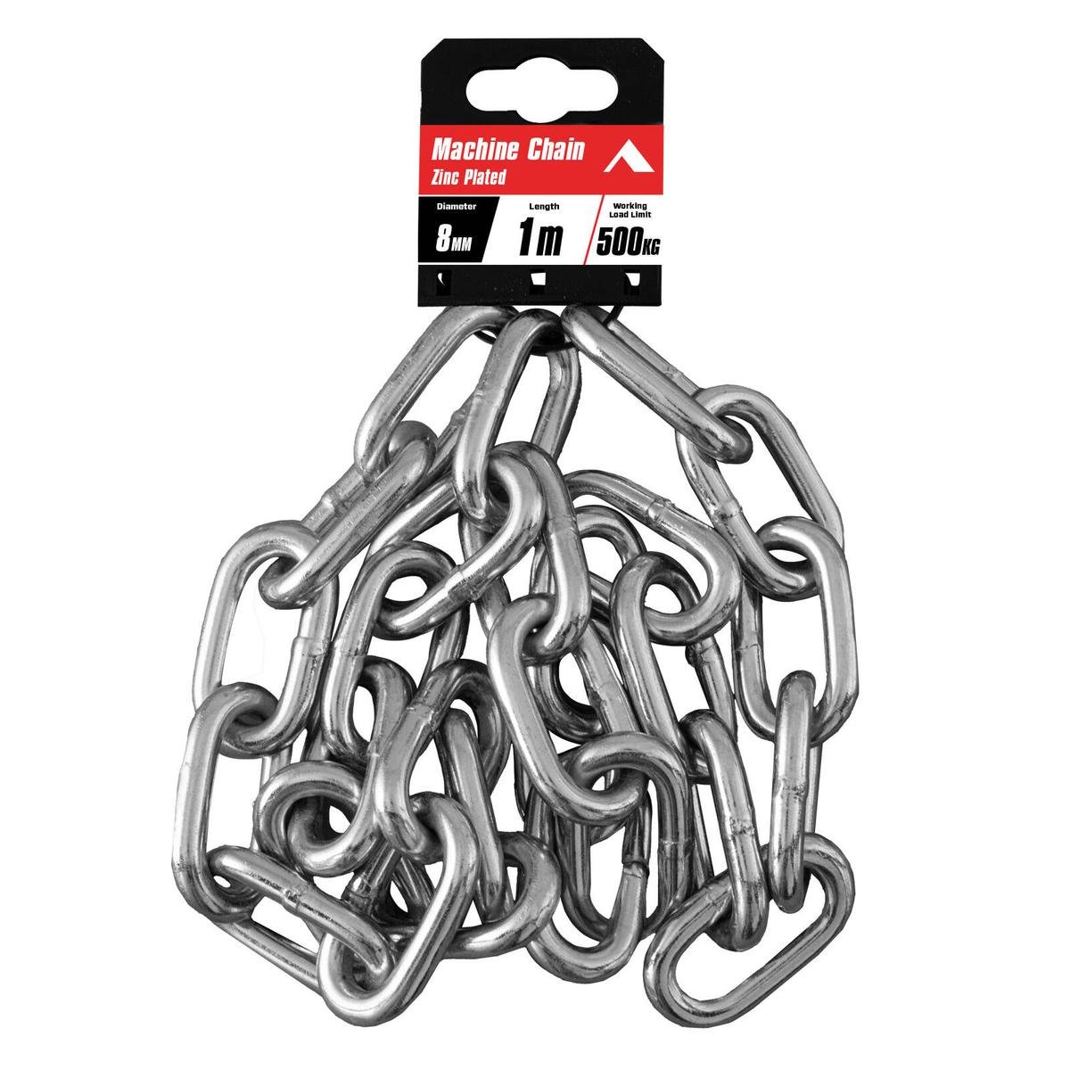 Pinnacle Zinc Plated Machine Chain - 8mm x 1m - Silver - 500kg Load Rating - SuperSaverAU - view 1