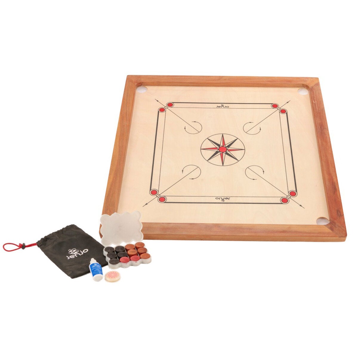 Jenjo Games Standard Carrom Board 840 x 840mm Plywood Tabletop Game