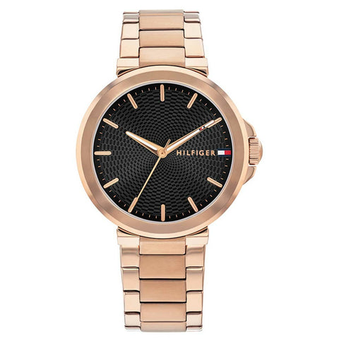 Tommy Hilfiger Lori Rose Gold Stainless Steel Black Dial Women's Watch