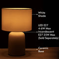 Verve Design Greta Table Lamp - Ceramic Base - White Fabric Shade - 260mm x 400mm - SuperSaverAU - view 4