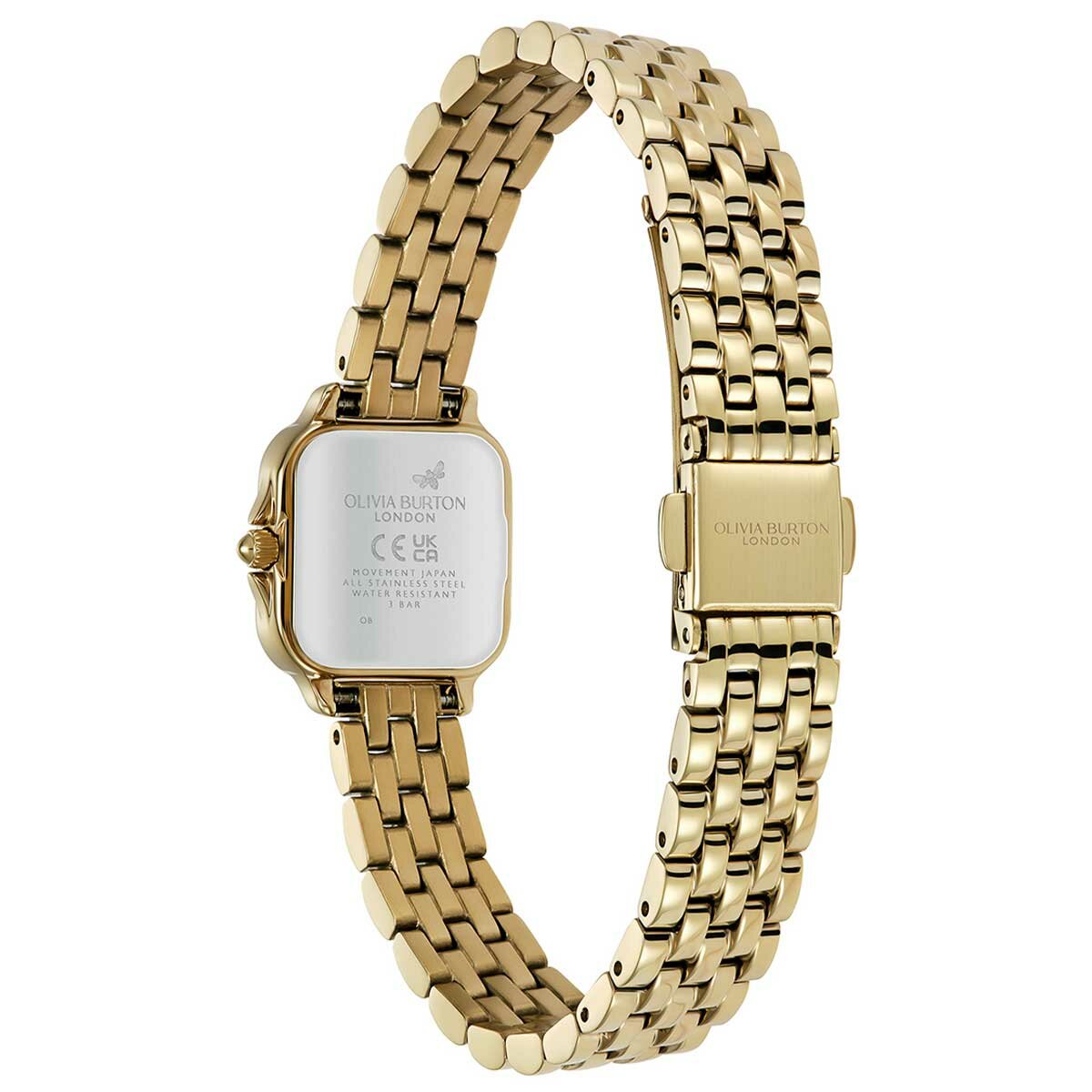Olivia Burton Grosvenor Mini Ionic Plated Thin Gold Steel Ivory Dial Womens Watch 24000257