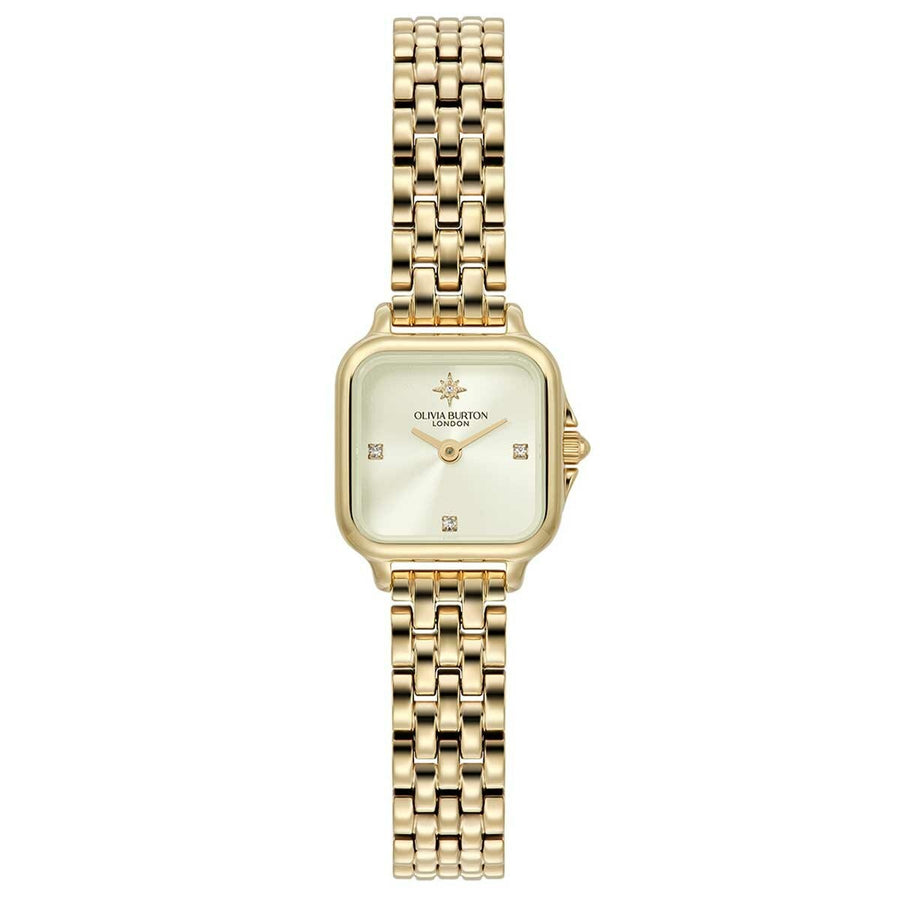 Olivia Burton Grosvenor Mini Ionic Plated Thin Gold Steel Ivory Dial Womens Watch 24000257
