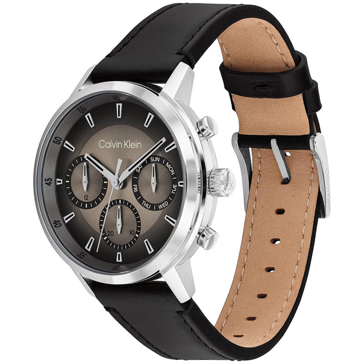 Calvin Klein Gauge Black Leather Sepia Dial Men's Watch 25200496
