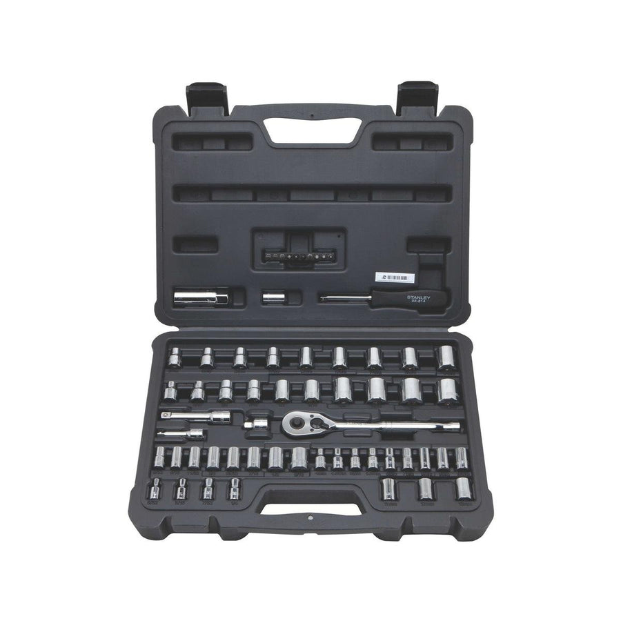 Stanley 60 Piece Socket Set - 1/4" & 3/8" Drive - High-Alloy Steel - Durable Case - SuperSaverAU - view 1