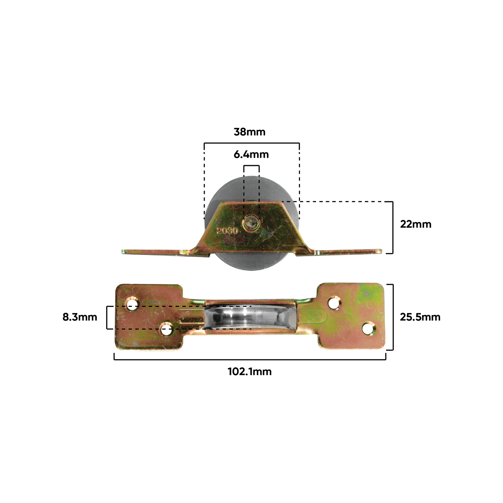 Rolltrak Steel Carriage & Brass Roller - Patio Door
