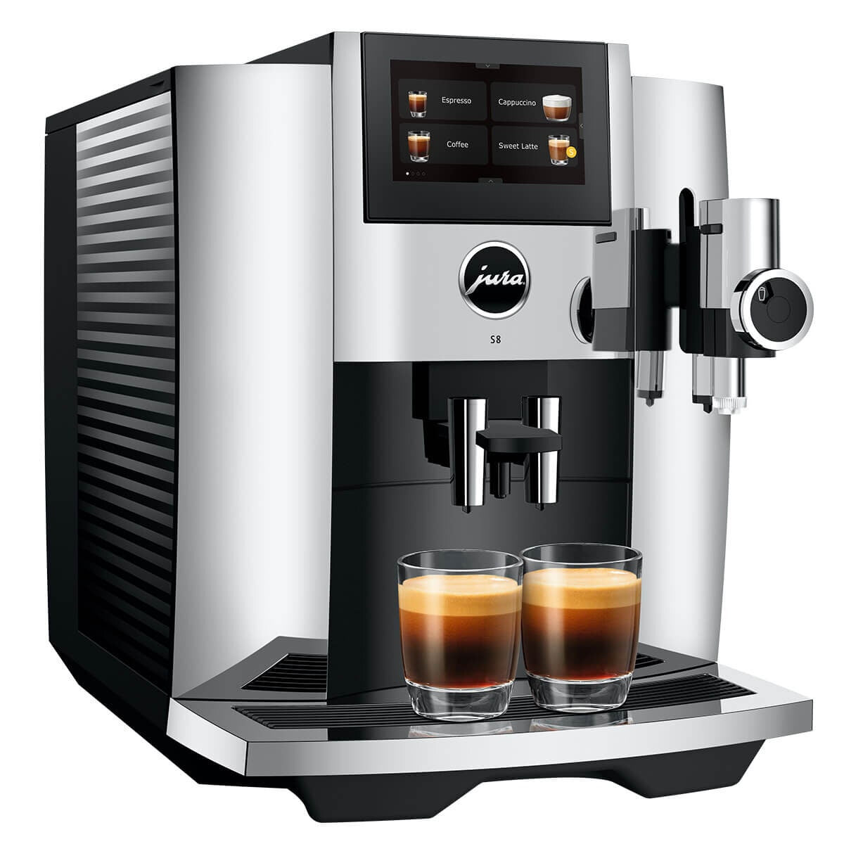 Jura S8 Automatic Coffee Machine - 27 Coffee Specialities, Sweet Foam, Chrome - 15651