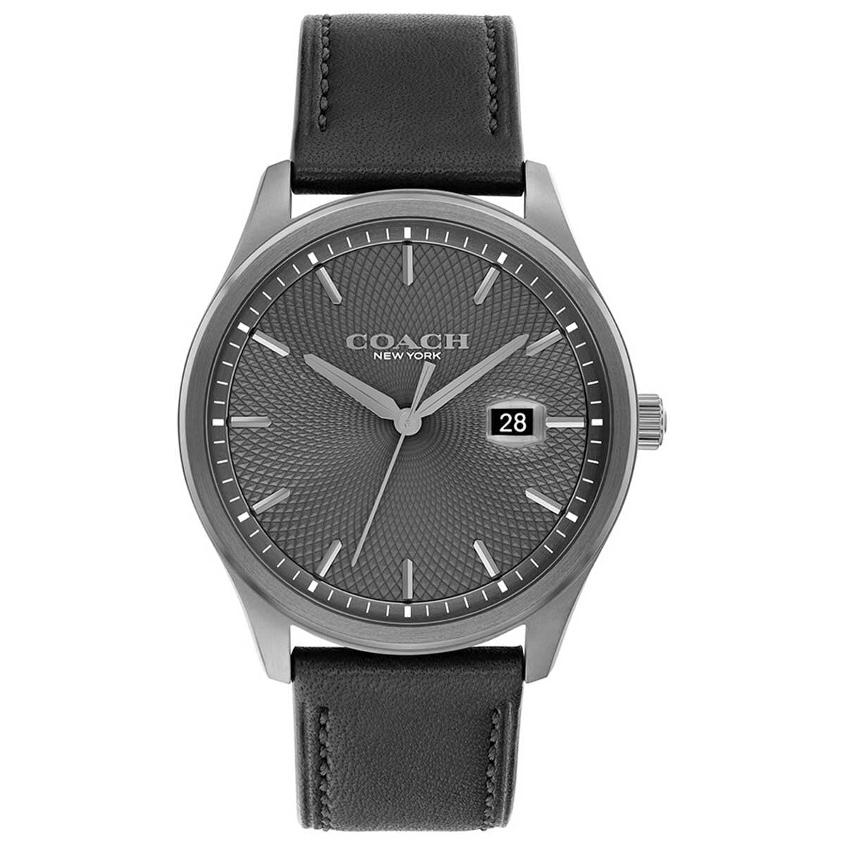 Coach Oliver Black Leather Strap Grey Dial Men's Watch 14602758
