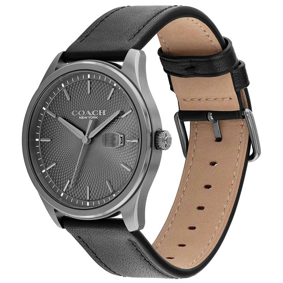 Coach Oliver Black Leather Strap Grey Dial Men's Watch 14602758