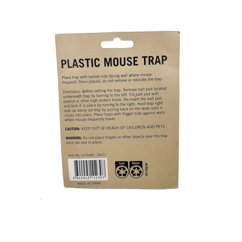 Plastic Reusable Mouse Trap - 2 Pack (Black)