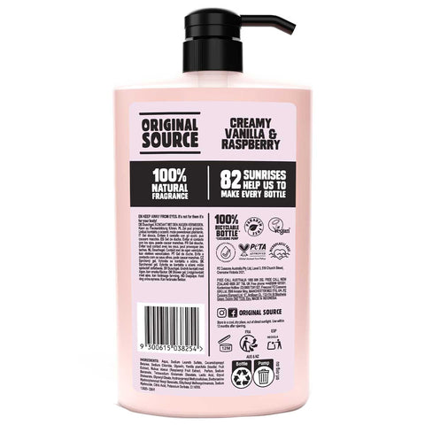 Original Source Creamy Vanilla & Raspberry Body Wash 2 x 1L