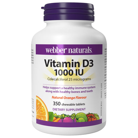 Webber Naturals Chewable Vitamin D3 1000IU 350 Tablets