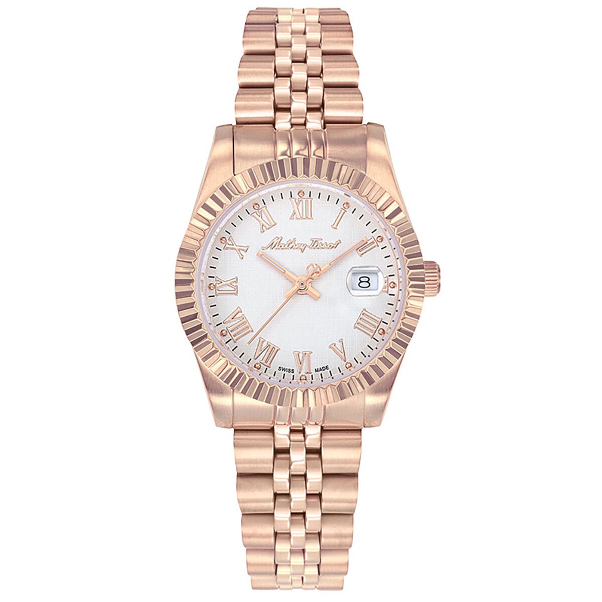 Mathey-Tissot White Dial Wristwatch Rose Gold Steel 32mm Women's D810PRA