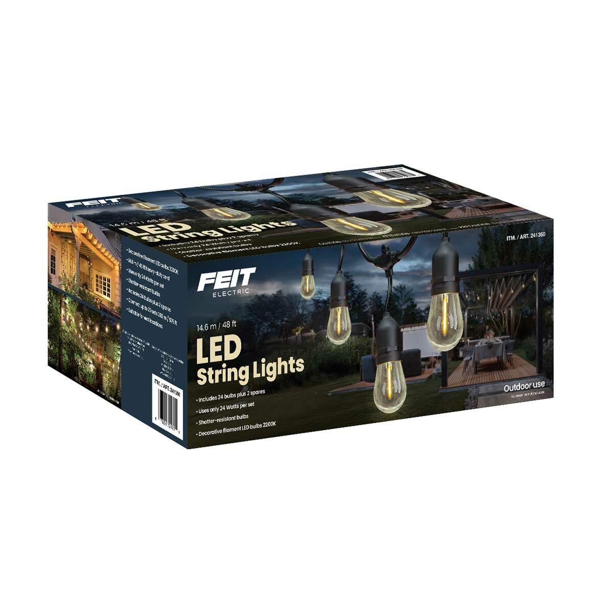 Feit Electric Weatherproof Outdoor String Lights 24 Bulbs LED Filament 14600mm — image 7