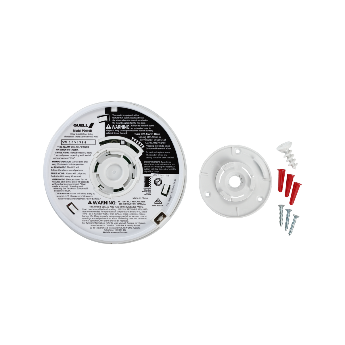 Quell Photoelectric Smoke Alarm - 130mm - PVC - Talking Voice Alarm - SuperSaverAU - view 4