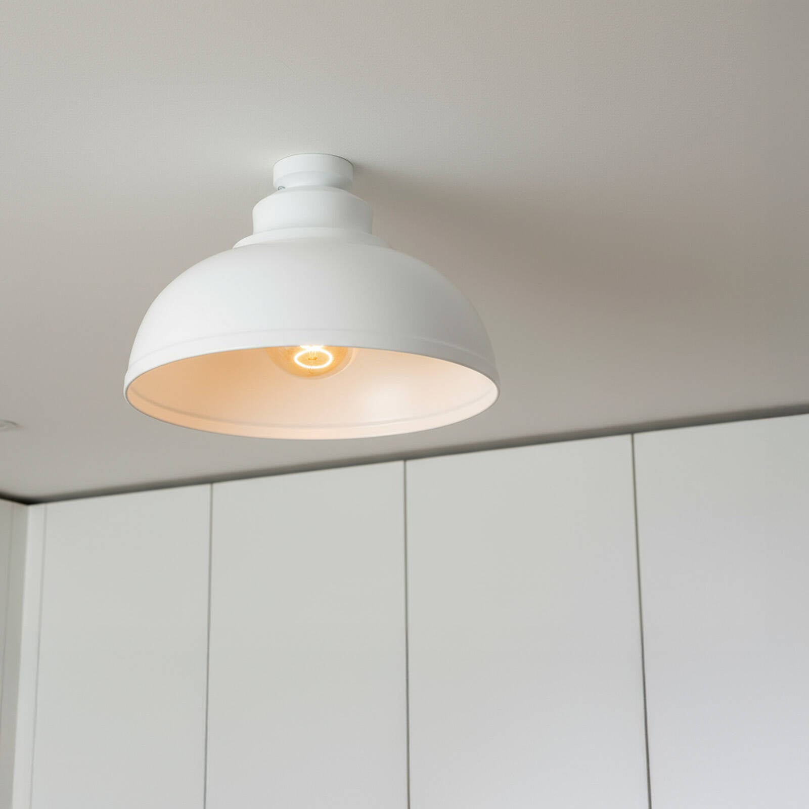 Brilliant 28cm White Matt Foundry Batten Fix Light Shade B22 DIY Install