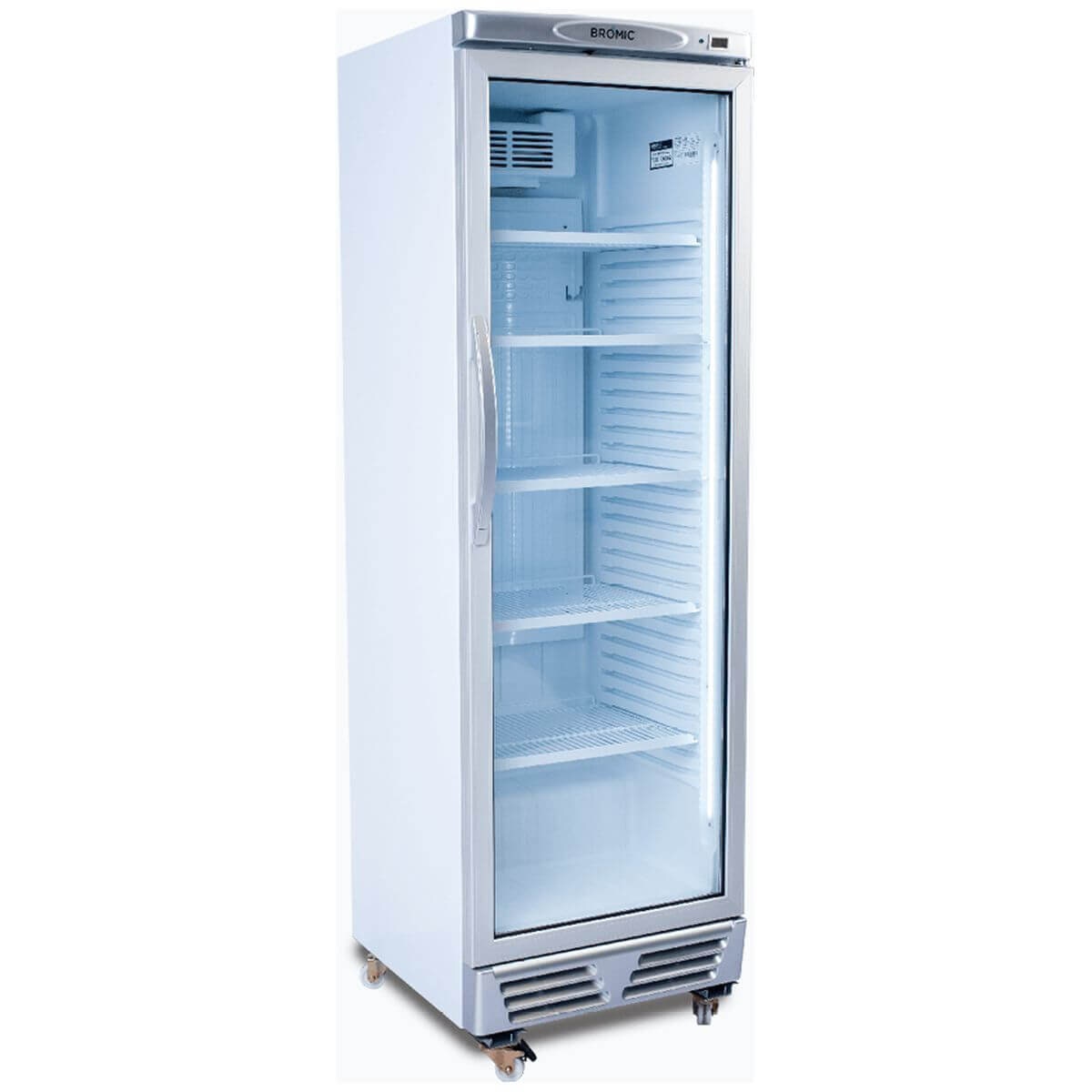 Bromic 372L Upright Display Chiller - Flat Glass Door, Fan-Forced Cooling, Five Shelves - GM0374