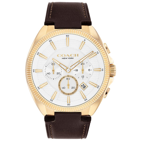 Coach Jackson Brown Leather Strap White Dial Men's Watch 14602746