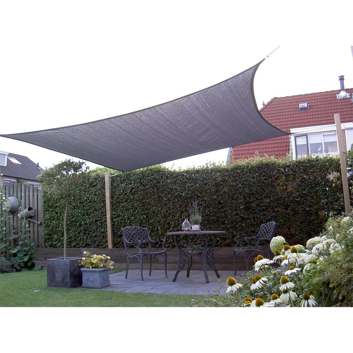 Marquee Rectangular Shade Sail 3 x 5m Charcoal HDPE 93% UV Block - SuperSaverAU - view 2