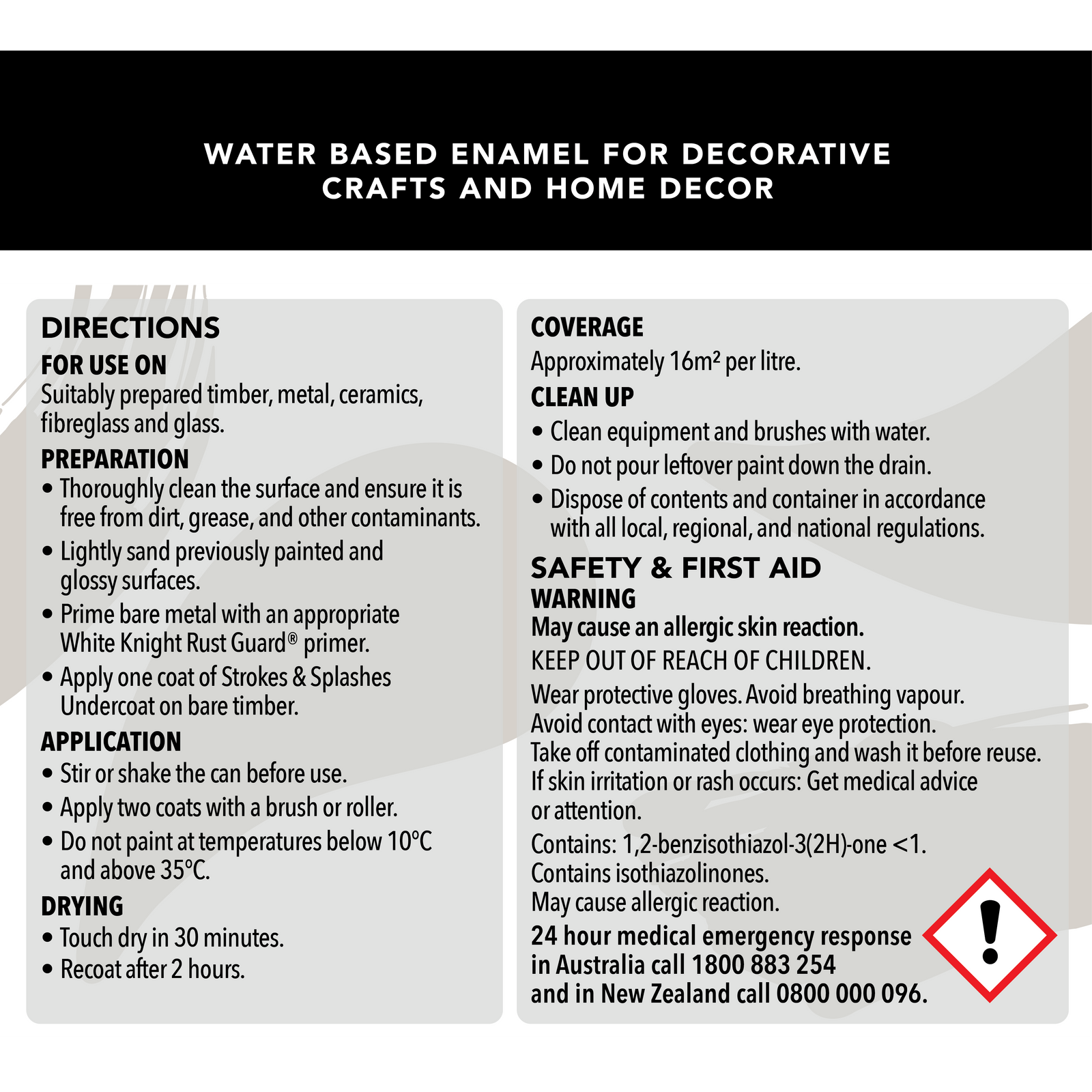 White Knight Strokes & Splashes 100ml White Gloss Water-Based Craft Paint Indoor Outdoor