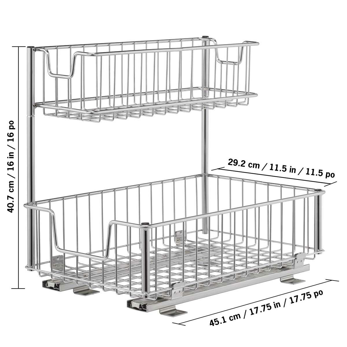 Trinity Sliding Under Sink Storage Rack EcoStorage 2 Tier Pull Out Baskets — image 2