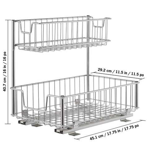 Trinity Sliding Under Sink Storage Rack EcoStorage 2 Tier Pull Out Baskets — image 2