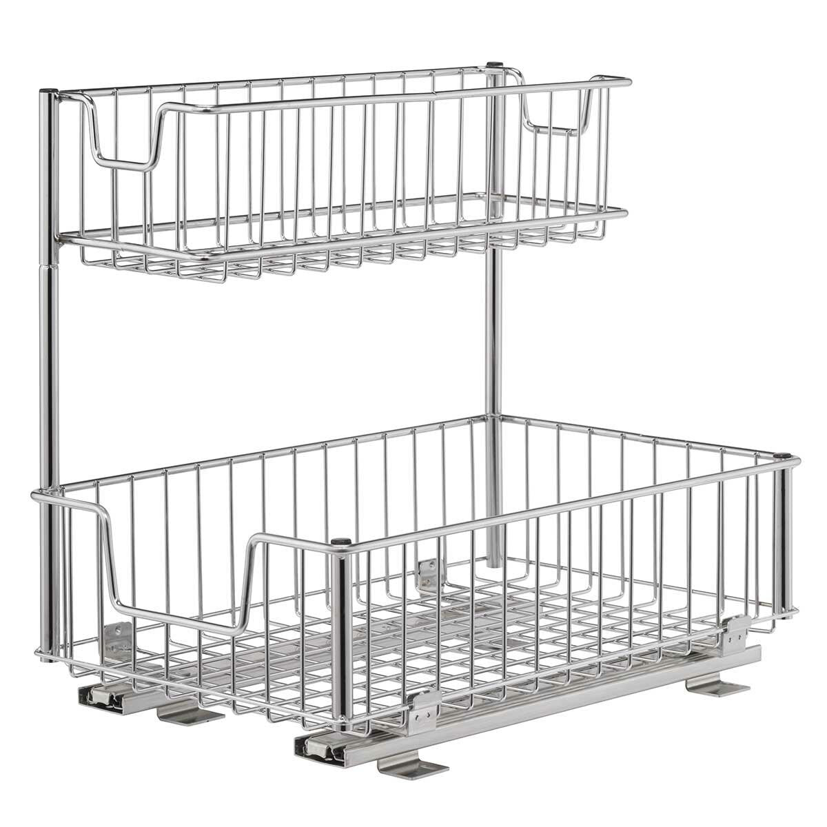 Trinity Sliding Under Sink Storage Rack EcoStorage 2 Tier Pull Out Baskets — image 3