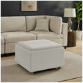 Henredon Sona Reversible Tray Top Ottoman Footstool Dual Storage Fabric