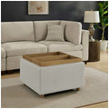 Henredon Sona Reversible Tray Top Ottoman Footstool Dual Storage Fabric — image 6