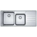 Franke Bell 1 and 3/4 bowl sink with right hand drainer - 27L and 17L bowls, brushed steel - BCX621RHD