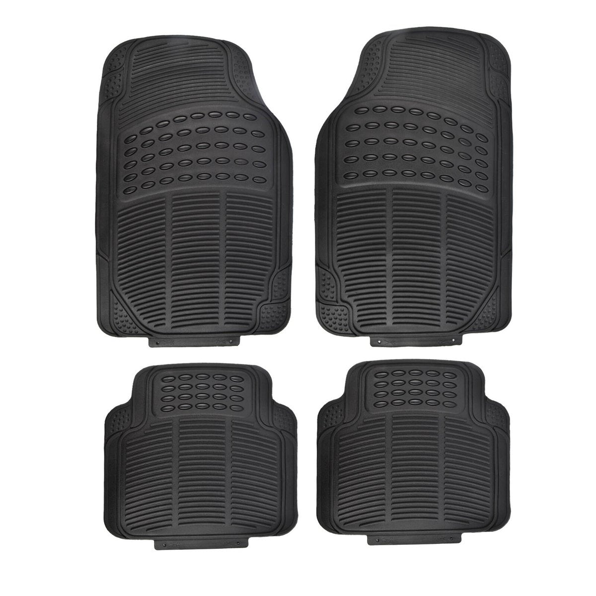 All Set Black PVC Car Floor Mat 4 Piece - Universal Fit - Heavy-Duty Protection - 430mm x 705mm - SuperSaverAU - view 1