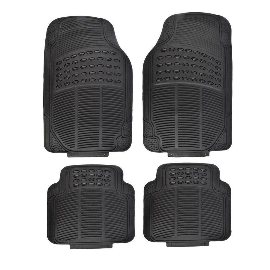All Set Black PVC Car Floor Mat 4 Piece - Universal Fit - Heavy-Duty Protection - 430mm x 705mm - SuperSaverAU - view 1
