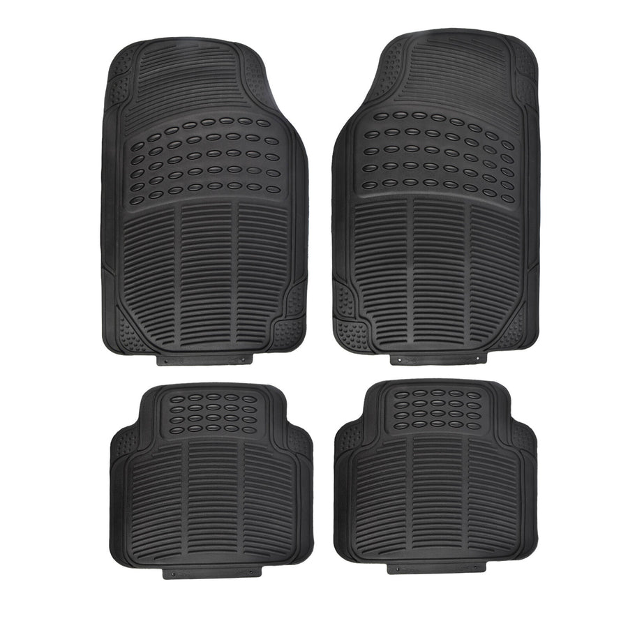All Set 430 x 705mm Black PVC Car Floor Mat 4 Piece with Anti-Slip Backing