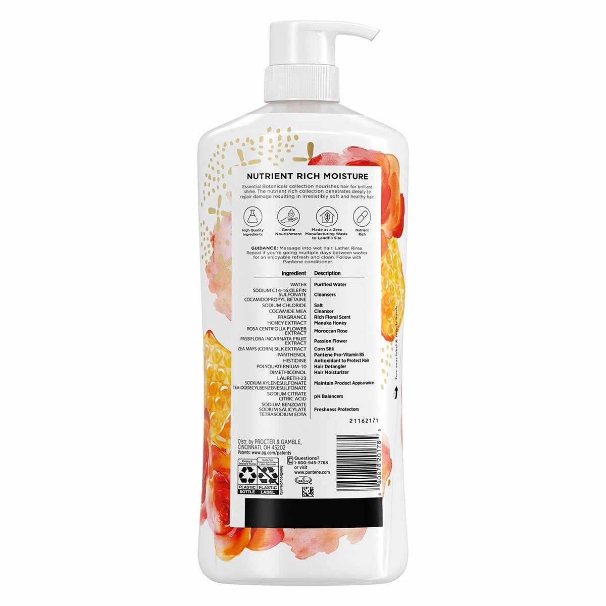 Pantene Essential Botanicals Shampoo Moroccan Rose Honey and Manuka 1.13L