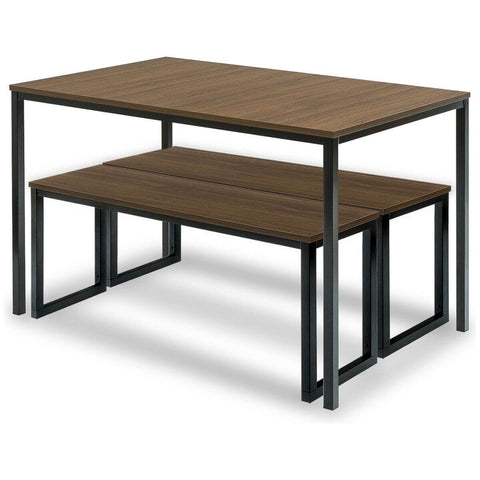 Zinus Louis 3 Piece Dining Set - Table and Two Benches, Seats Four, Steel Frame - AU-TS-4830