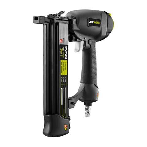 Ryobi Airwave 3 in 1 Air Brad Nailer and Stapler, 15-64mm, Grey RA-NBS1664-S