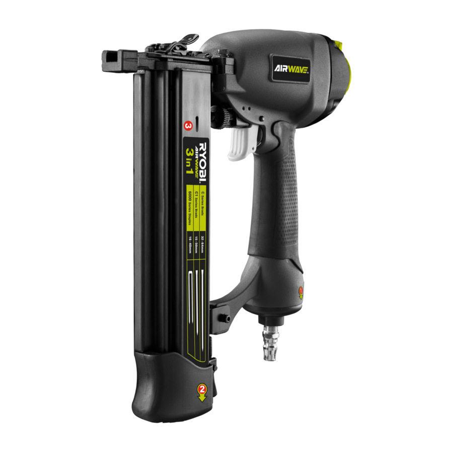 Ryobi Airwave 3 in 1 Air Brad Nailer and Stapler, 15-64mm, Grey RA-NBS1664-S