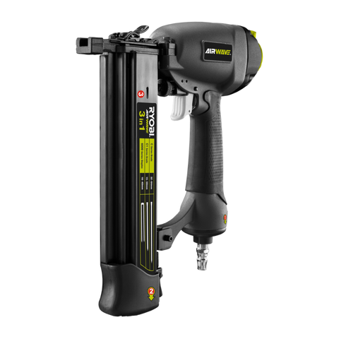 Ryobi Airwave 3 in 1 Air Brad Nailer and Stapler - 15-64 mm - Grey - SuperSaverAU - view 1