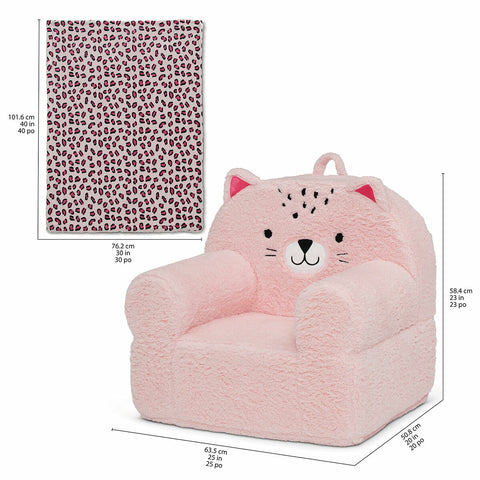 Delta Children Cozee Kids' Animal Chair With Plush Blanket Leopard