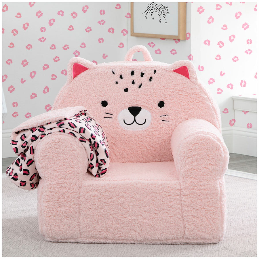 Delta Children Cozee Kids' Animal Chair With Plush Blanket Leopard