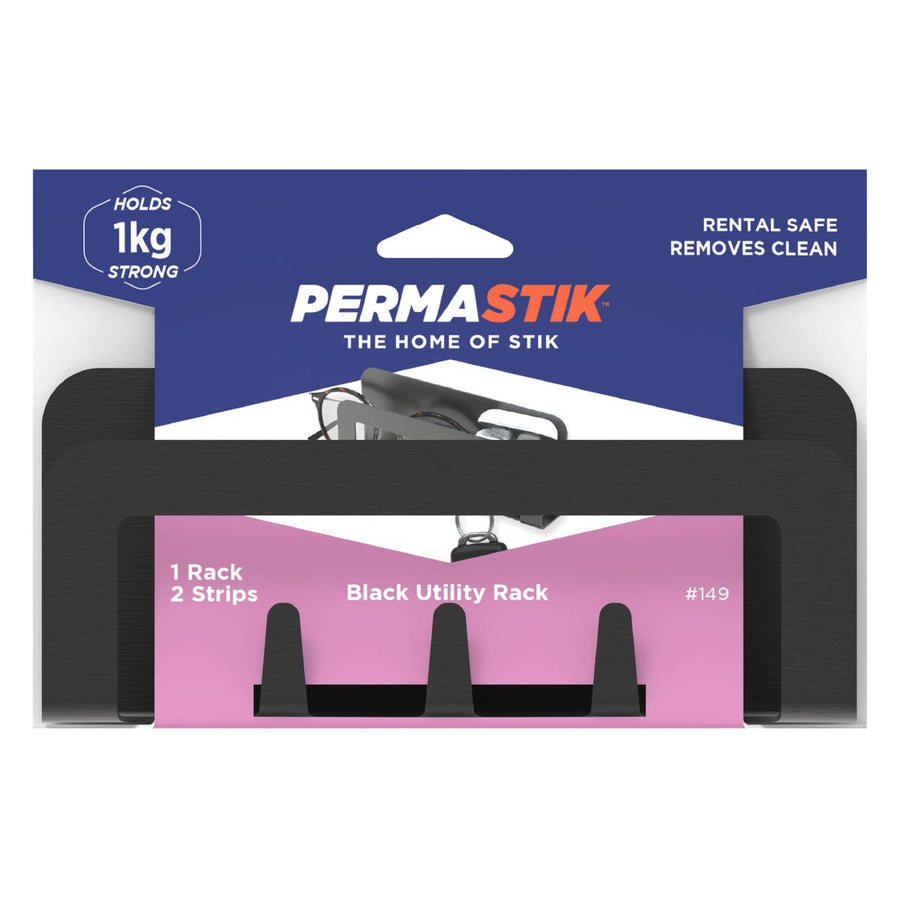 Permastik Utility Rack - 140mm x 60mm - Stainless Steel - Matte Black - SuperSaverAU - view 1