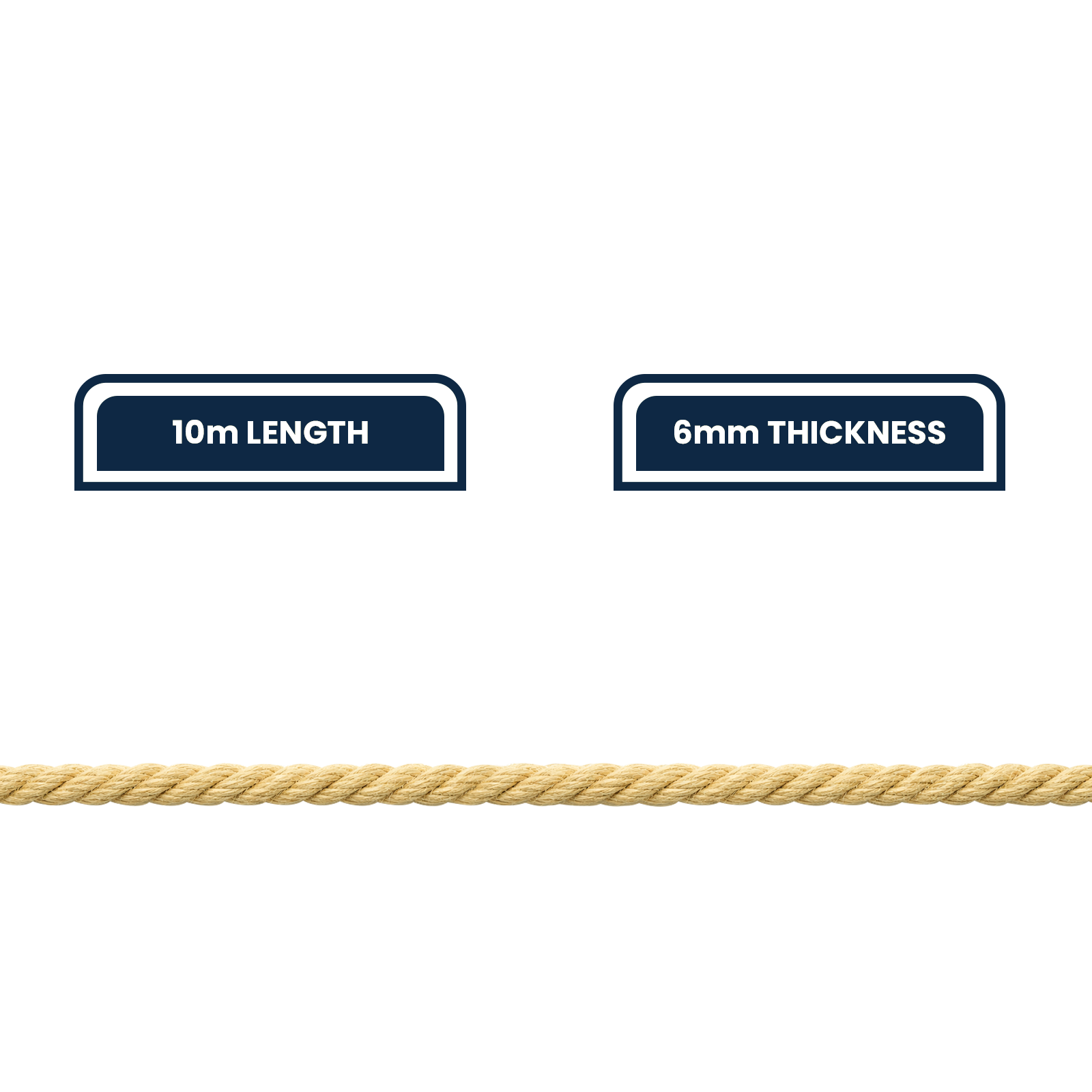 Grunt 6mm x 10m Sisal Twisted Rope, Natural Fibre, 180kg Break Strength, Weather Resistant